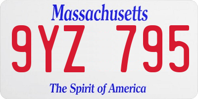 MA license plate 9YZ795