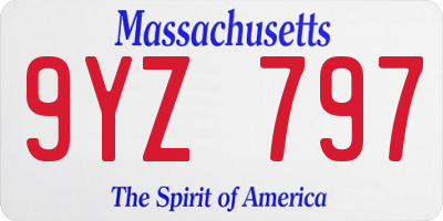 MA license plate 9YZ797