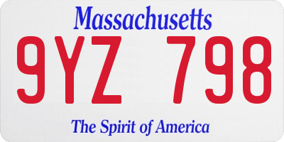 MA license plate 9YZ798