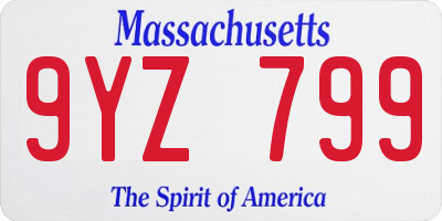 MA license plate 9YZ799