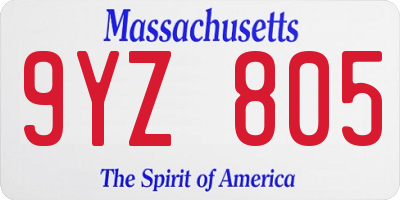 MA license plate 9YZ805