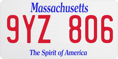 MA license plate 9YZ806