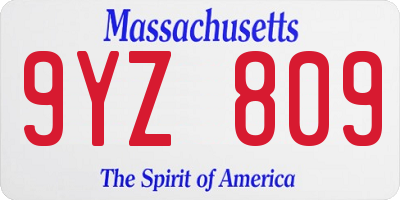 MA license plate 9YZ809