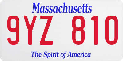 MA license plate 9YZ810