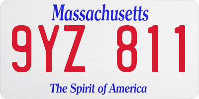 MA license plate 9YZ811