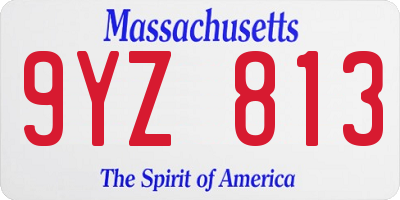 MA license plate 9YZ813