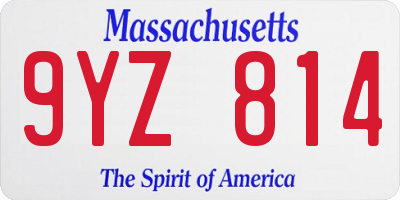 MA license plate 9YZ814