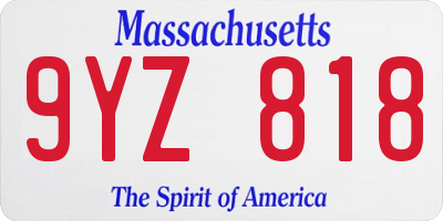 MA license plate 9YZ818