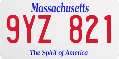 MA license plate 9YZ821