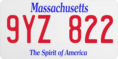 MA license plate 9YZ822