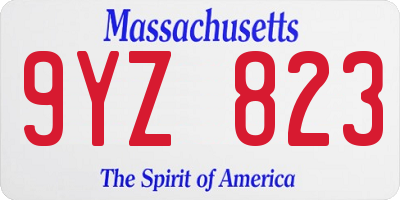 MA license plate 9YZ823