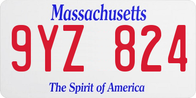 MA license plate 9YZ824
