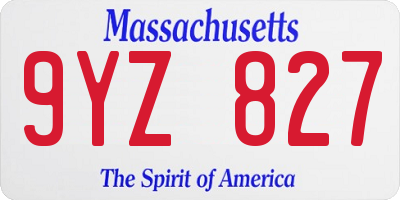 MA license plate 9YZ827