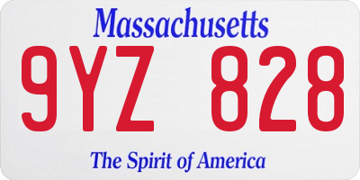 MA license plate 9YZ828