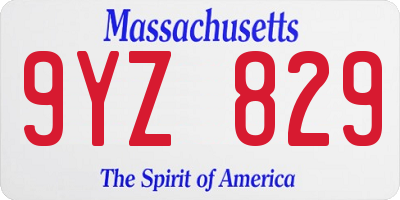 MA license plate 9YZ829