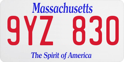 MA license plate 9YZ830