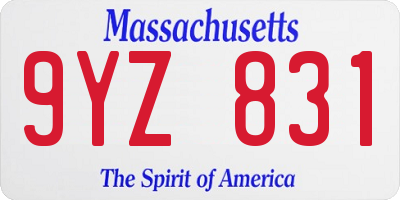 MA license plate 9YZ831