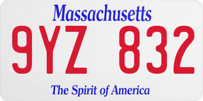 MA license plate 9YZ832