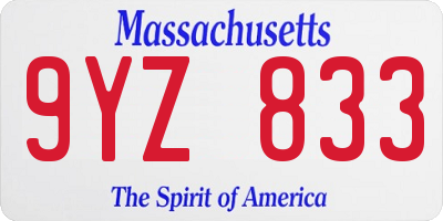MA license plate 9YZ833