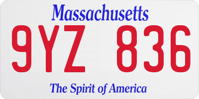 MA license plate 9YZ836