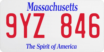 MA license plate 9YZ846