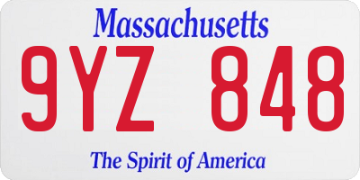 MA license plate 9YZ848