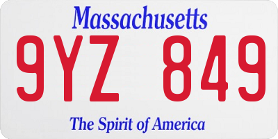MA license plate 9YZ849