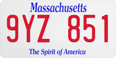 MA license plate 9YZ851