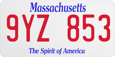 MA license plate 9YZ853