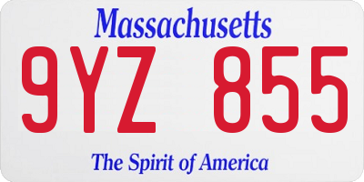 MA license plate 9YZ855