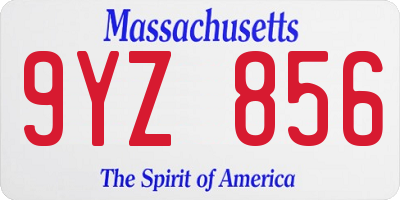 MA license plate 9YZ856