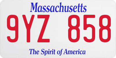 MA license plate 9YZ858