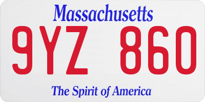 MA license plate 9YZ860