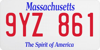 MA license plate 9YZ861