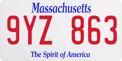 MA license plate 9YZ863