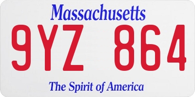 MA license plate 9YZ864