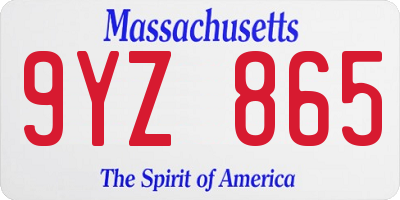 MA license plate 9YZ865