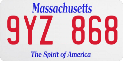MA license plate 9YZ868