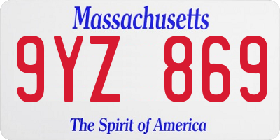 MA license plate 9YZ869