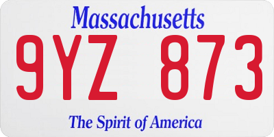 MA license plate 9YZ873
