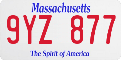 MA license plate 9YZ877