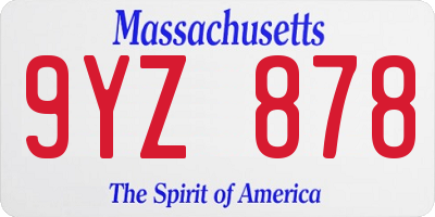 MA license plate 9YZ878