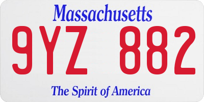 MA license plate 9YZ882