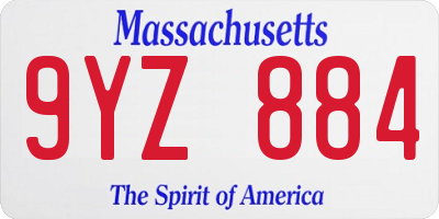 MA license plate 9YZ884