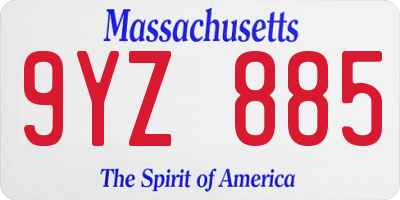 MA license plate 9YZ885