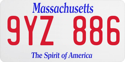 MA license plate 9YZ886