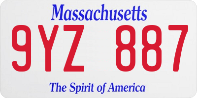 MA license plate 9YZ887