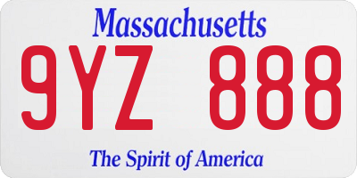 MA license plate 9YZ888