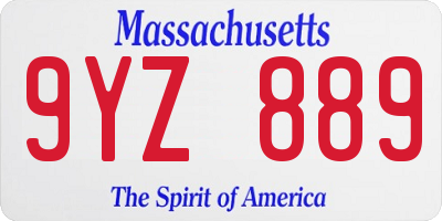 MA license plate 9YZ889