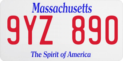 MA license plate 9YZ890